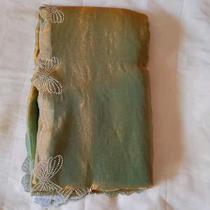 Elegant Green Embellished Saree