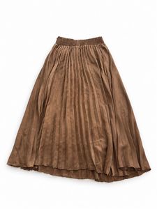 Chic Brown Pleated Maxi Skirt