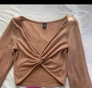 Lowest Prices Ribbed Knit Twist Front Crop Top