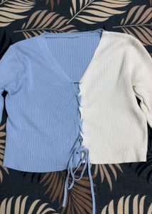 Two-Tone Lace-Up Korean Top