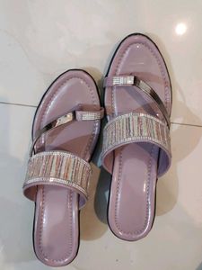Stylish Lavender Flats with Rhinestones