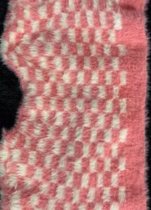 Cute Pink Checkered Fuzzy Crop Cardigan