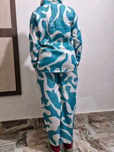 Stylish Blue Patterned Co-ord Set