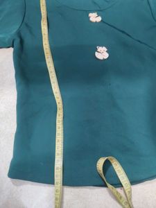 Green Top &amp; Pants Set with Cute Detail