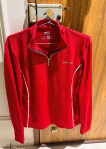 Bright Red Quarter Zip gym tshirt
