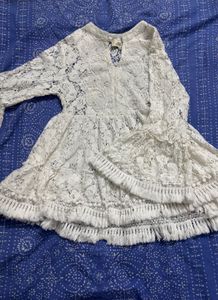 Boho White Lace Tassel Blouse