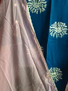 Elegant Blue Embroidered Kurta with dupatta &amp; pa