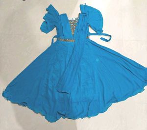 Stunning Blue Embellished Ethnic Gown