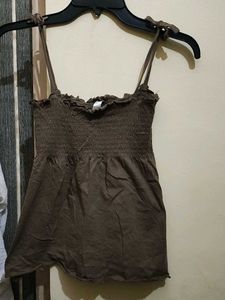 Cute Brown Smocked Camisole Top