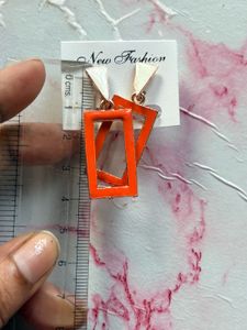 Orange Rectangle Earrings