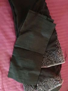 Stunning Black Saree with Crystal Embellishments