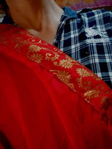 Red Fancy Saree with Border - Party Wear & Wedding