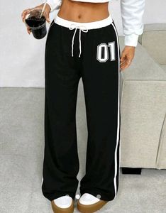 Navy Blue Wide Leg Track Pants