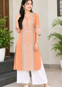 Orange Printed Kurta with Palazzo Set