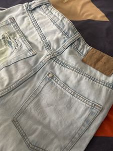 Ripped Wide Leg Jeans Yellow tinted