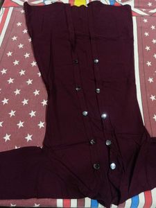 Maroon Buttoned Kurta