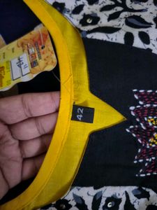 Vibrant Yellow Kurta with Patchwork
