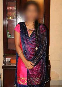 Pink & Blue Kurta Set with Dupatta