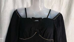 Chic Black Mini Dress with Bow Detail