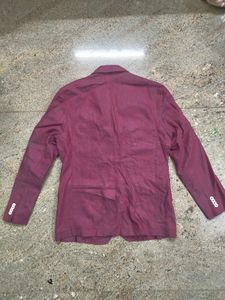 Maroon Cotton-Linen Blend Casual Blazer