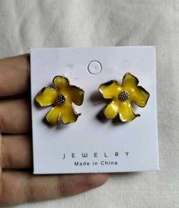Korean Enamel Flower Earrings