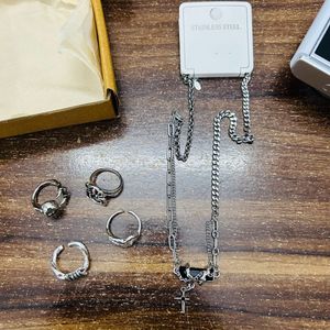Gothic Cross Necklace & Ring Set