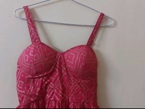 Pink Printed A-Line Summer Dress