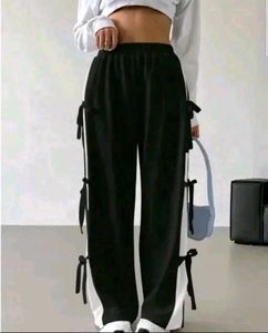 Trendy Wide Leg Tie-Up Pants