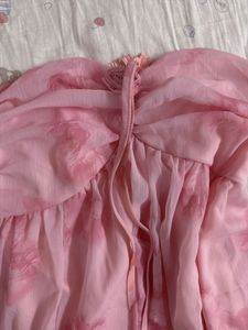 Flowy Pink Floral Strapless Maxi Dress