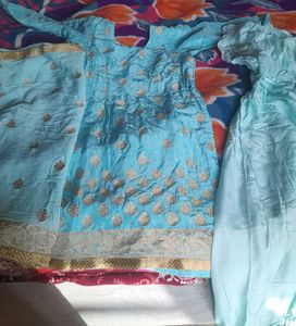 Blue &amp; Gold Patterned Fabric