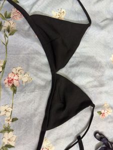 Classic Black Ribbed Bikini Top