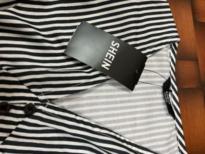 Striped V-Neck Puff Sleeve Top