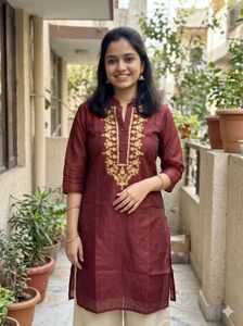 Maroon Embroidered Kurta with Palazzos