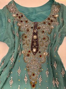 Elegant Embroidered Teal Kurta Set