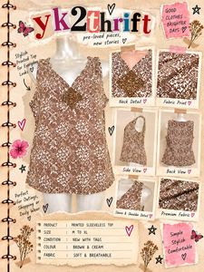 Stylish Brown Printed Sleeveless Top