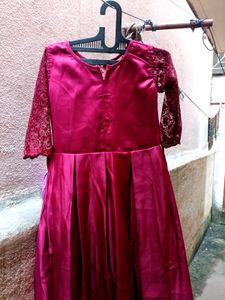 Elegant Maroon Lace Gown
