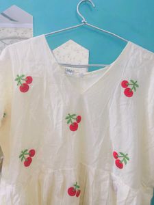 Cute Cherry Print Midi Dress