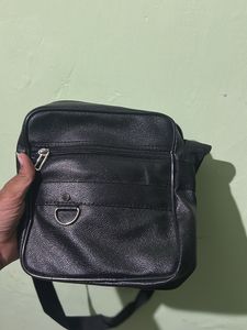 Classic Black Faux Leather Crossbody Bag