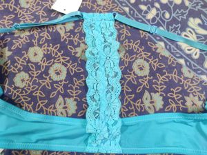 New Beautiful Blue Padded Bra With Front Opening.