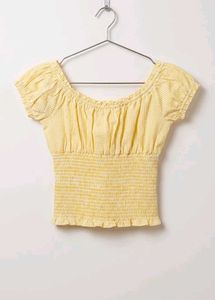 Yellow Gingham Smocked Crop Top