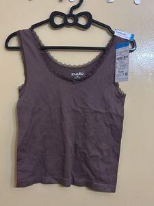 Zudio Brown Lace Trim Camisole Top