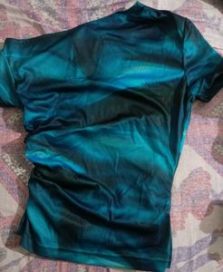 Blue Tie-Dye One Shoulder Top