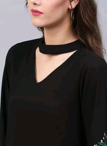Embroidered Black Dress