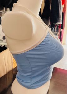 Blue Floral Tube Top