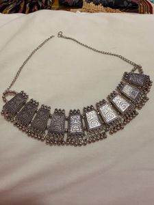 Oxidized Silver Choker Necklace