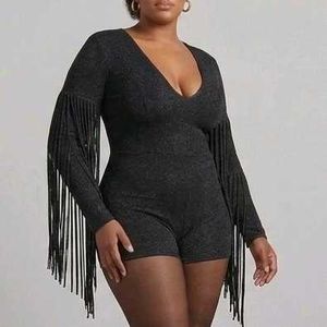 Sparkly Fringe Sleeve Romper
