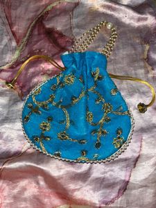 blue potli handbag