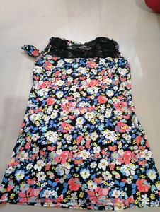 Floral Lace Trimmed Sleeveless Dress