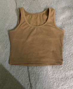 Trendy Brown Crop Tank Top