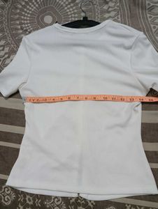 SHEIN White Ribbed Button-Up Top